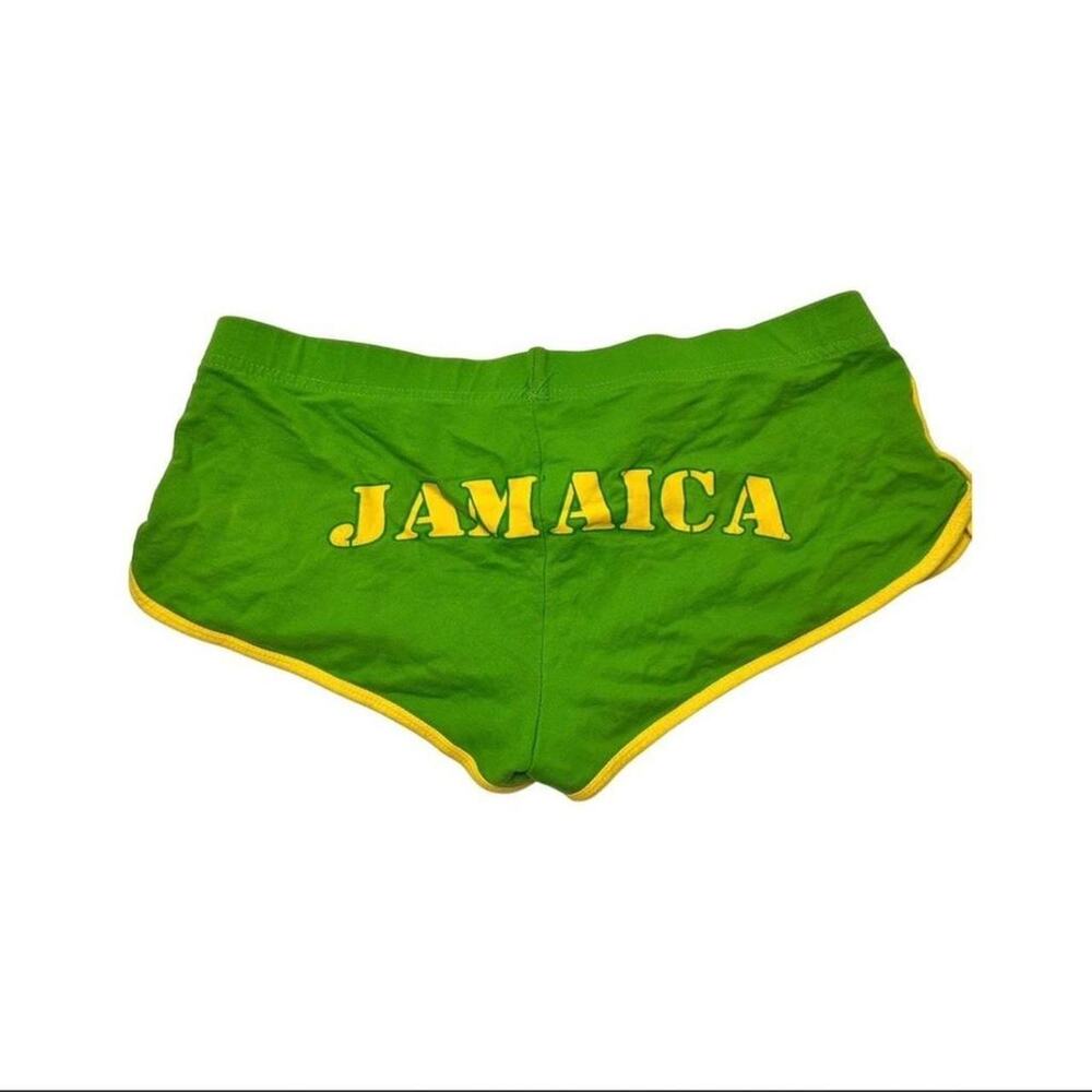 Jamaica Low Rise MicroGreen Yellow Mini Beach wear 100% cotton shorts size large